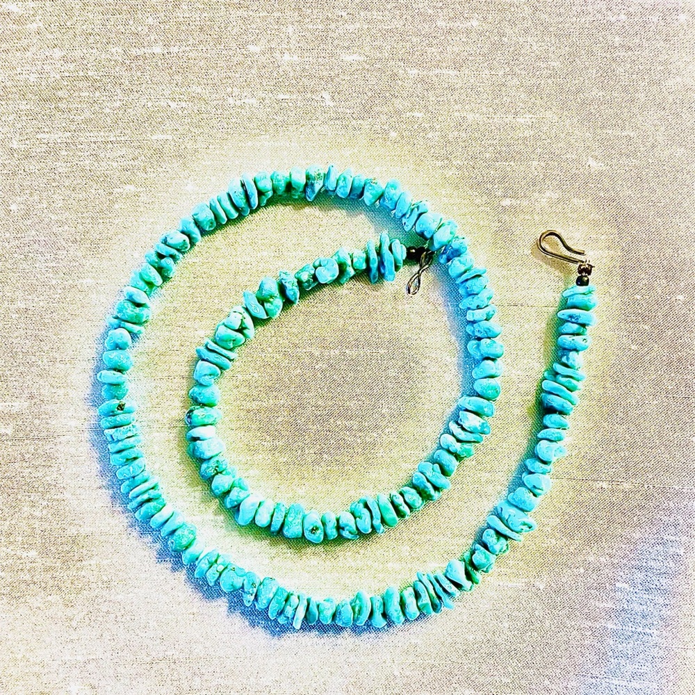 Navajo Turquoise Chunk Necklace Handmade Vintage Western New Mexico - Picture 8 of 8